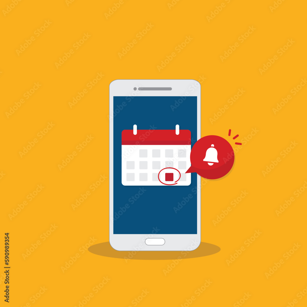 Mobile phone calendar with important deadline date and task list or smartphone with event appointment. Online scheduled agenda on cellphone. Mobile phone calendar with important deadline date and task list or smartphone with event appointment. Online scheduled agenda on cellphone.