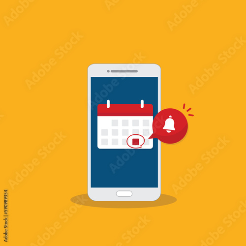 Mobile phone calendar with important deadline date and task list or smartphone with event appointment. Online scheduled agenda on cellphone.	