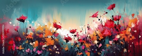 Spring Flowers Splash Art Generative AI