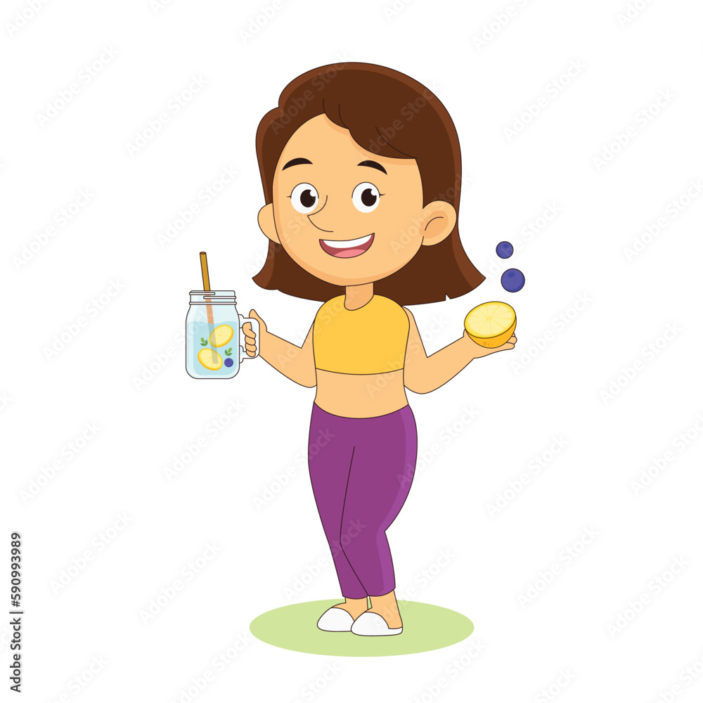 Woman drinking cold drinks for detox Woman drinking cold drinks for detox