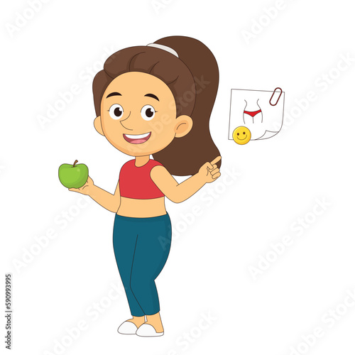 Woman Eat Healthy Food. Calorie Control and Diet