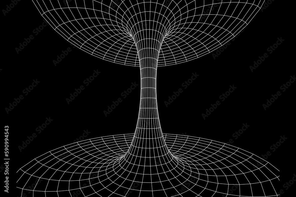 Wormhole tunnel mesh objects wireframe vector - obrazy, fototapety, plakaty 