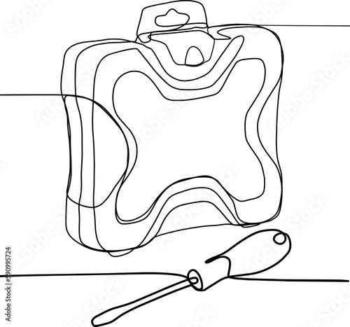 Pliers for craftsmen. Tools on a black and white background. Pliers, articulated tool. Hand tools for different types of material. One line drawing. Clamping and gripping with a rubbing tools.