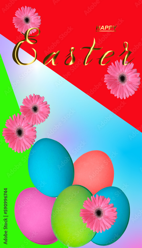 Happy easter! Card or Internet banner on Easter. Also can be used as flyer with discounts, 3d illustration Happy easter! Card or Internet banner on Easter. Also can be used as flyer with discounts, 3d illustration