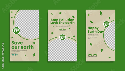 World earth Day social media stories template design