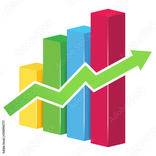 colored bar graph growth element icon illustration
