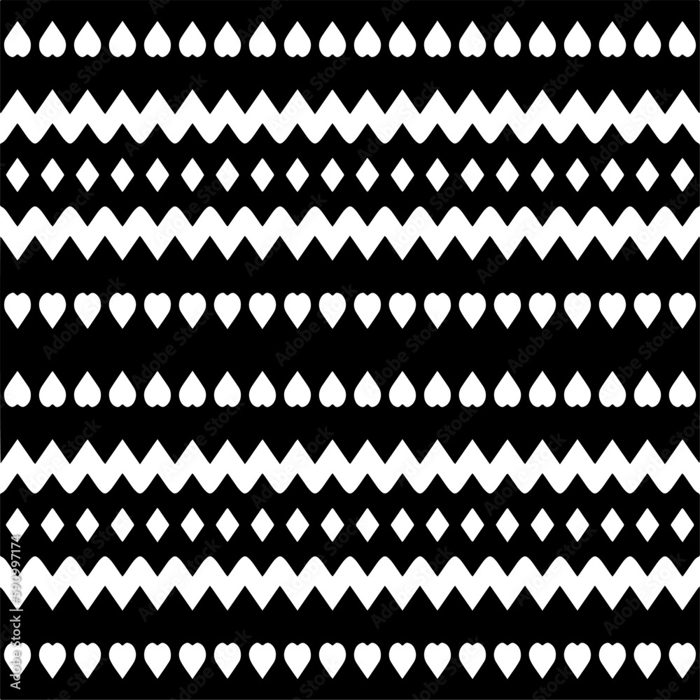Vector geometric ornament in ethnic style. Seamless pattern with  abstract shapes. Black and white geometric  wallpaper. Repeating pattern for decor, textile and fabric.Abstraction art.