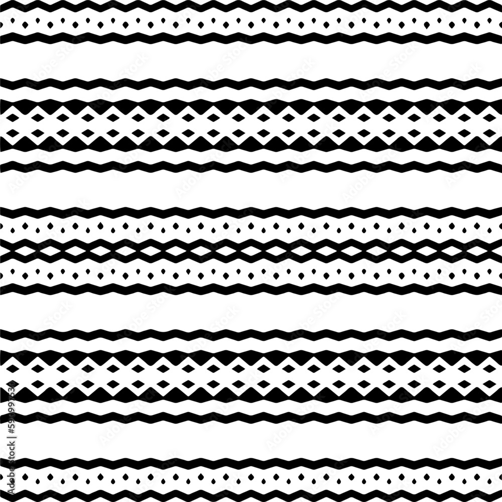 Vector geometric ornament in ethnic style. Seamless pattern with abstract shapes. Black and white geometric wallpaper. Repeating pattern for decor, textile and fabric.Abstraction art. Vector geometric ornament in ethnic style. Seamless pattern with abstract shapes. Black and white geometric wallpaper. Repeating pattern for decor, textile and fabric.Abstraction art.