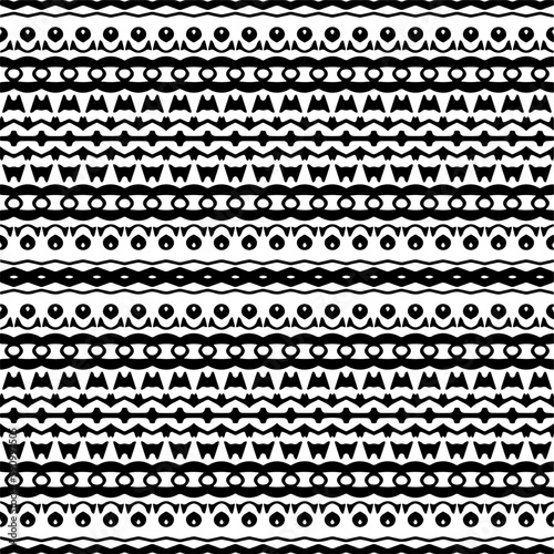 Vector geometric ornament in ethnic style. Seamless pattern with abstract shapes. Black and white geometric wallpaper. Repeating pattern for decor, textile and fabric.Abstraction art.