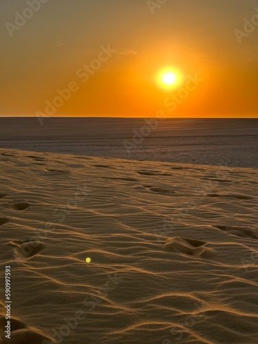 a beautiful sunset in fayoum desert in egypt photo
