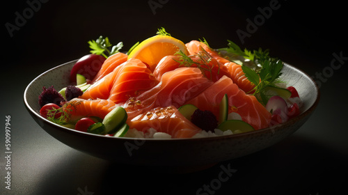 Freshly Prepared Sashimi for Gourmet Japanese Seafood Enthusiasts, Food Photography. Generative AI