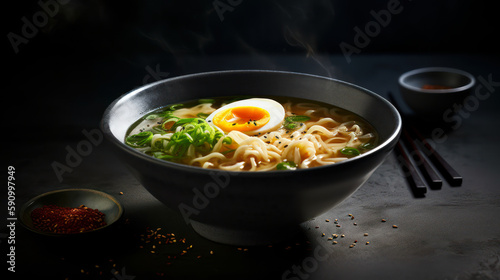 Discover the Art of Ramen with This Photo. Food photography. Generative AI