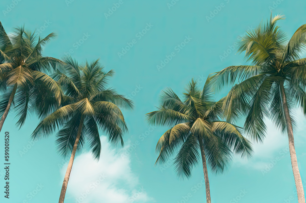 Fototapeta premium Palm tree background created with Generative AI technology