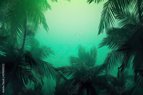 Palm tree background created with Generative AI technology