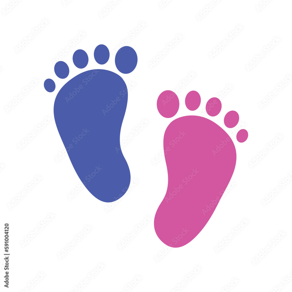 Vector of baby footprint blue and pink isolated on white background Vector of baby footprint blue and pink isolated on white background