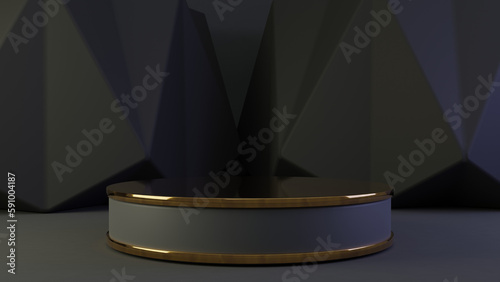 LUXUOUS GOLDEN ABSTRACT PODIUM SHOWCASE FOR PRODUCT PRESENTATION photo