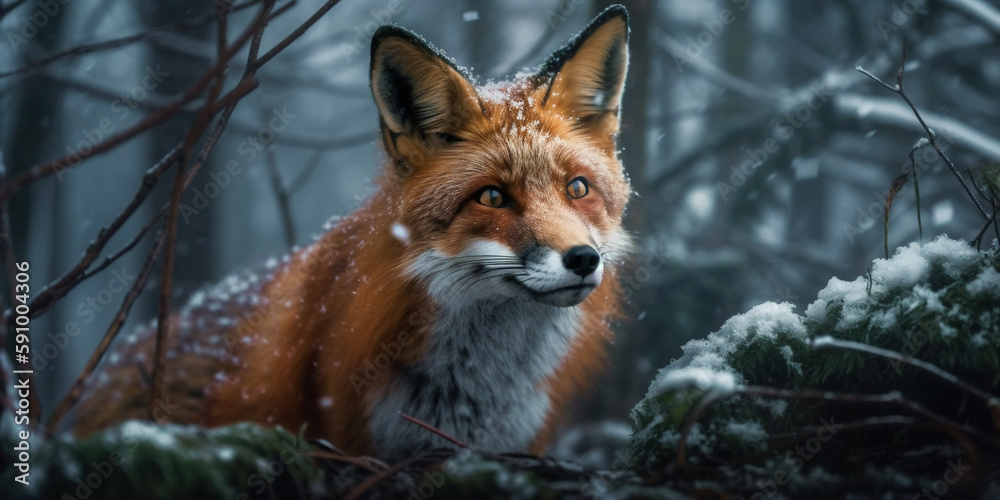 A winter storm hits the forest and the little red fox must find a warm and safe place to survive