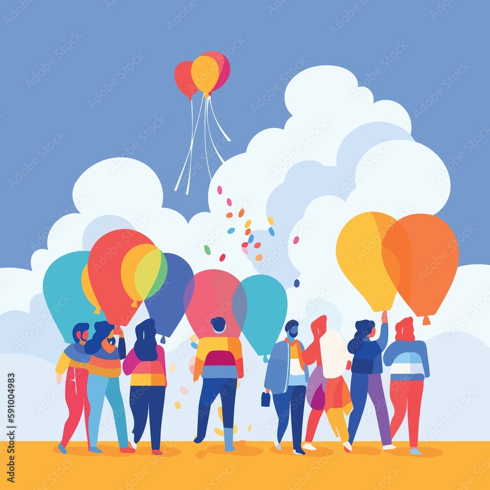 lgbt pride day and month gay parade created with Generative AI technology lgbt pride day and month gay parade created with Generative AI technology