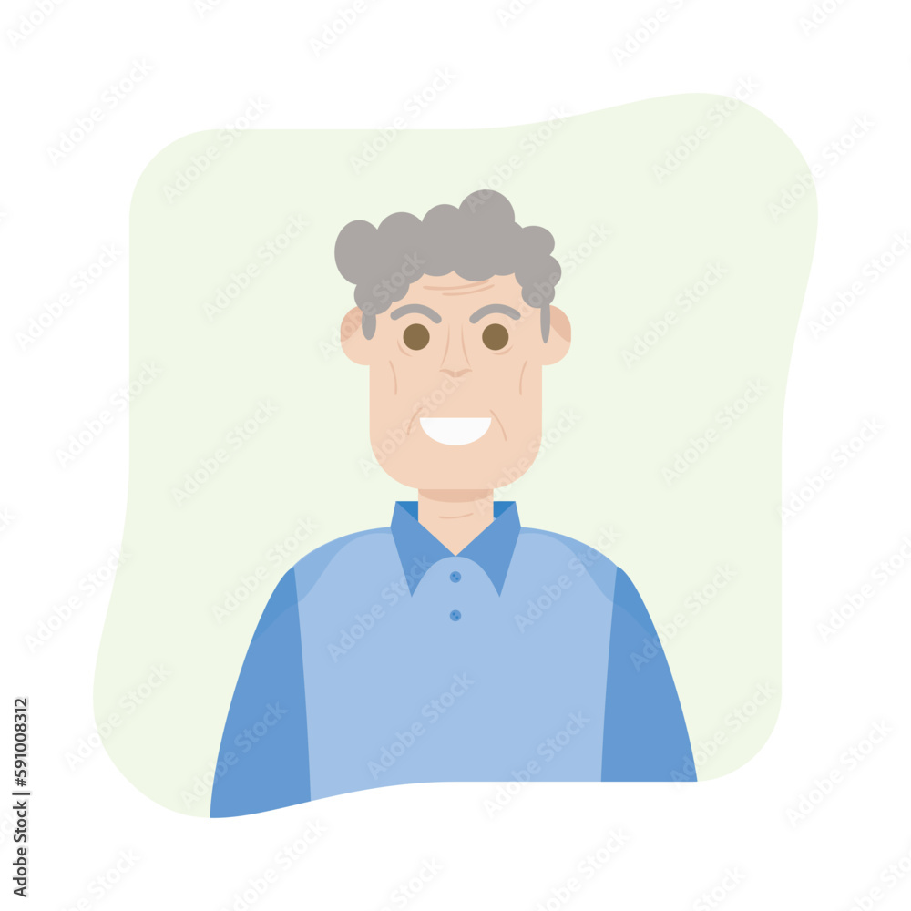 The Elderly Seventies Grandfather Character Face Old Man Smile
