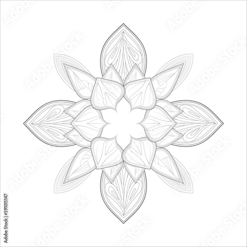 Hand Drawn Flowers for Adult Anti Stress of coloring page in Monochrome  Isolated on White Background.-vector