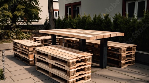 Euro Pallet Outdoor Furniture Design, AI Generated