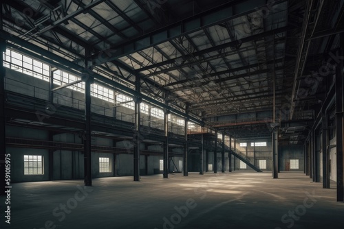 Empty Steel Structure Building, AI Generated