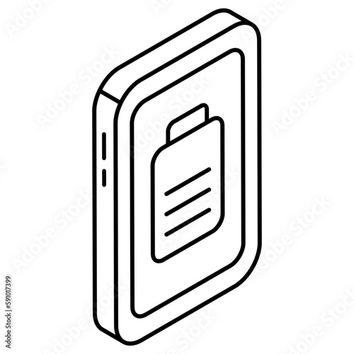 A flat design icon of mobile battery