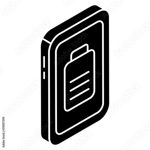 A flat design icon of mobile battery