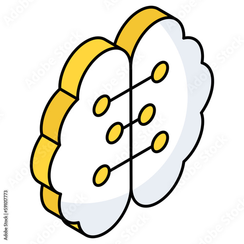 Vector design of brain, flat style icon