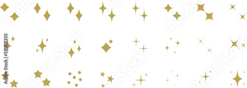 キラキラ・星のアイコンセット　ベクター　　黄色　金色　