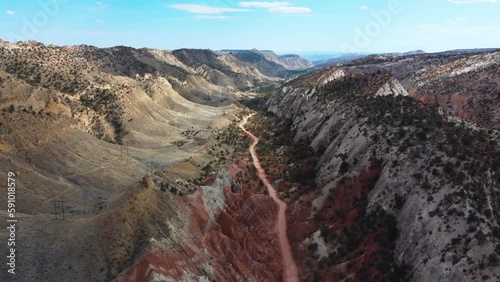 Aerial Panorama Of Cottonwood Canyon Road In Grand Staircase-Escalante National Monument In Utah, USA. photo