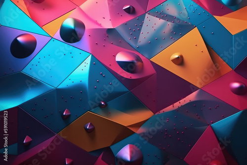 Abstract Futuristic Metallic Multicolored Background. Generative AI photo