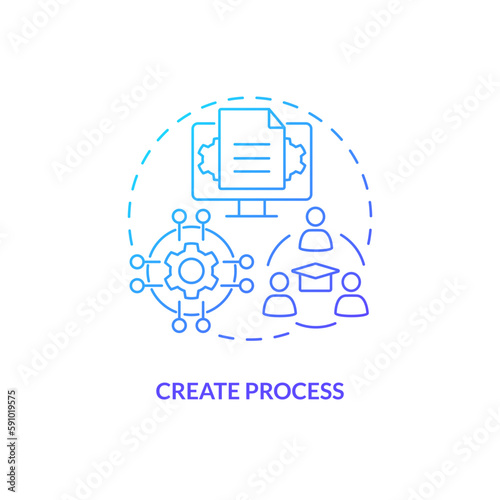 Create process blue gradient concept icon. Work instructions. SMED analysis. Standardized workflow abstract idea thin line illustration. Isolated outline drawing. Myriad Pro-Bold fonts used