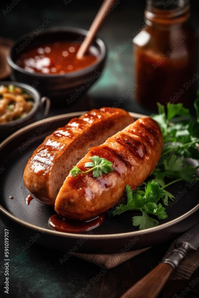 German sausages with mustard sauce German sausages with mustard sauce
