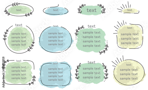 シンプルなワイヤーフレーム風のテキストフレームのベクター画像のセットです