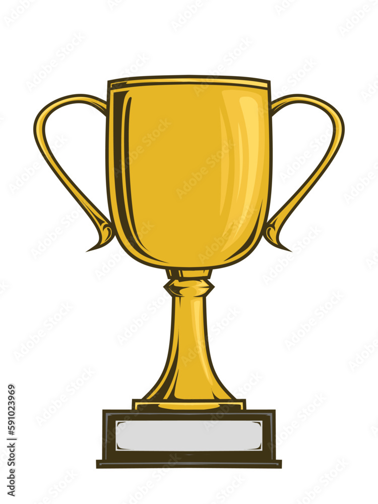 A gold trophy illustration with a white background A gold trophy illustration with a white background