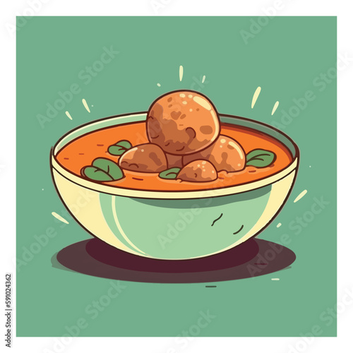 meatball bakso chef mascot logo template vector illustration