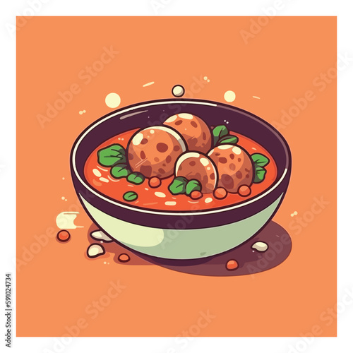 meatball bakso chef mascot logo template vector illustration