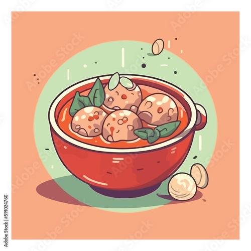 meatball bakso chef mascot logo template vector illustration