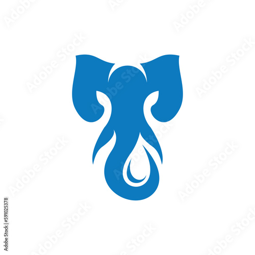 Elephant head drop water modern creative logo photo