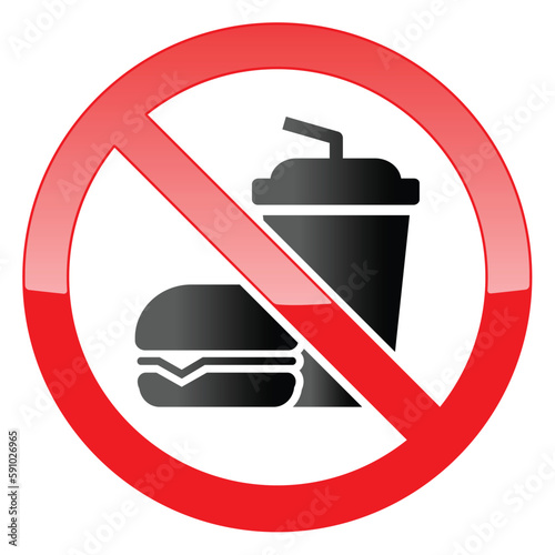 No eating and no drinks allowed isolated on white background