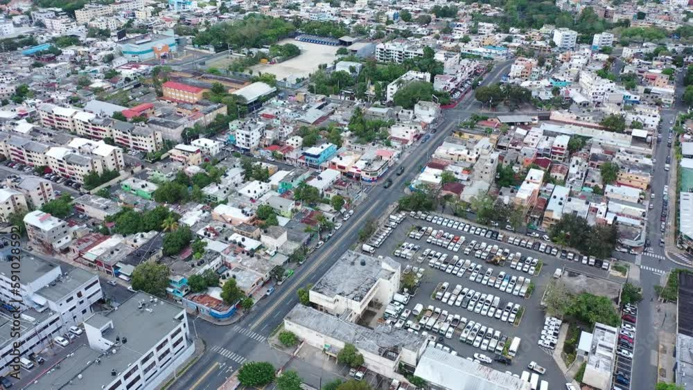 Great view and tracking police patrol over the city of Santo Domingo, Dominican Republic, 4k Great view and tracking police patrol over the city of Santo Domingo, Dominican Republic, 4k