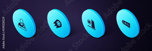 Set Isometric Goal soccer football, Football goal with, Soccer and player press conference icon. Vector