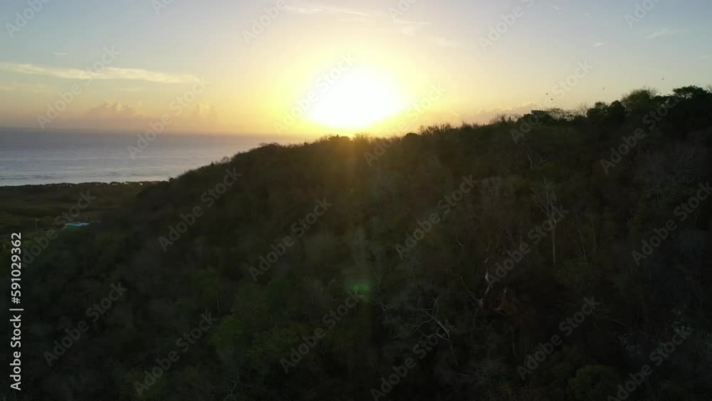 Beautiful view of the sun over the mountains and the sea, 4k Beautiful view of the sun over the mountains and the sea, 4k
