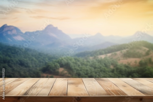 Wooden table background. Generate Ai