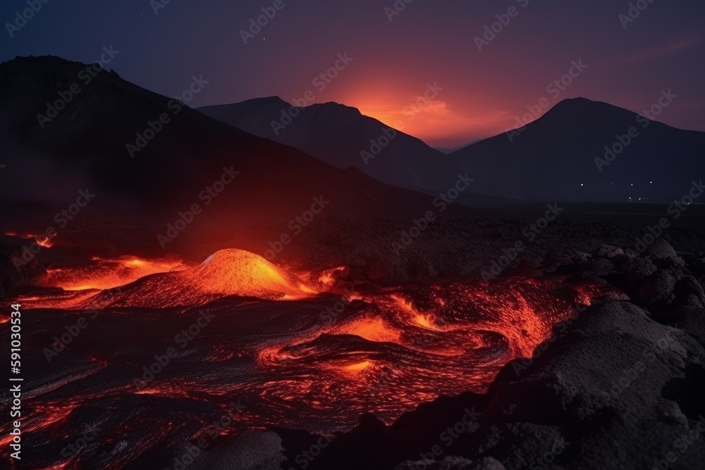 Volcano landscape. Generate Ai