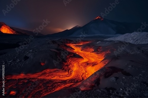 Smoke volcanic mountain. Generate Ai
