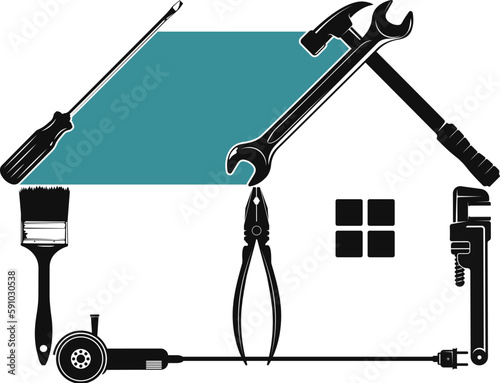 House and set of tools for repair and service design