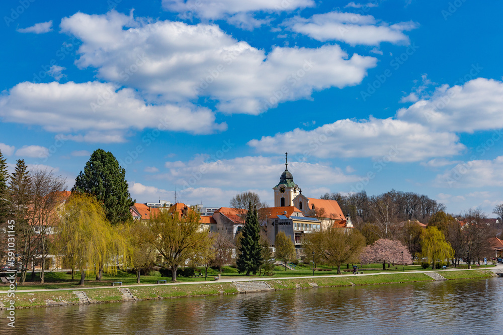 Fototapeta premium Springtime in little town Tyn nad Vltavou, Czechia
