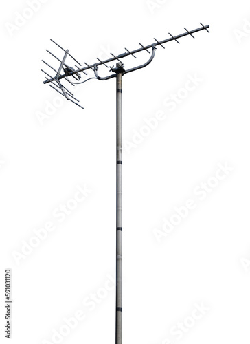 Rooftop television antenna isolated on the transparent background photo